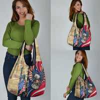 USA Eagle Statue of Liberty Grocery Bag American Patriotic Spirit - Wonder Print Shop