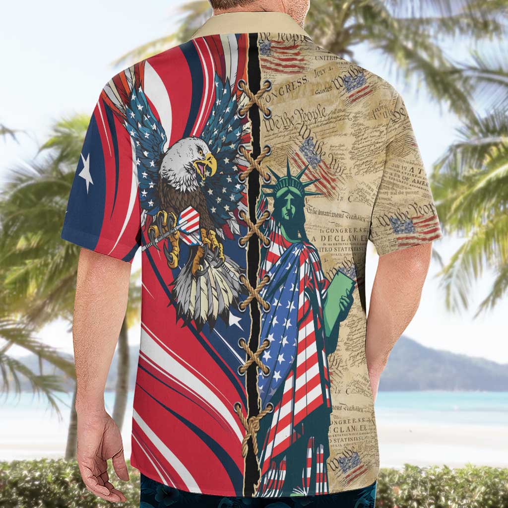 USA Eagle Statue of Liberty Hawaiian Shirt American Patriotic Spirit - Wonder Print Shop