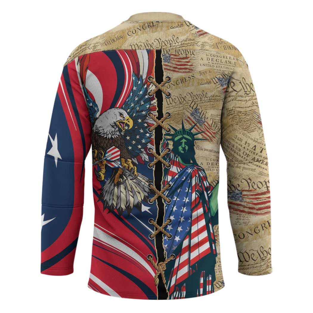 USA Eagle Statue of Liberty Hockey Jersey American Patriotic Spirit - Wonder Print Shop