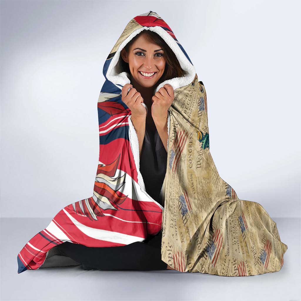 USA Eagle Statue of Liberty Hooded Blanket American Patriotic Spirit - Wonder Print Shop