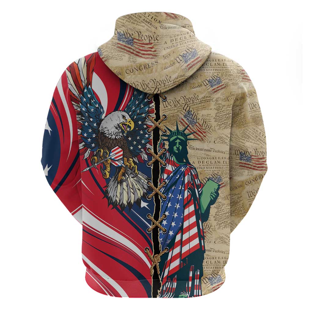 USA Eagle Statue of Liberty Hoodie American Patriotic Spirit - Wonder Print Shop
