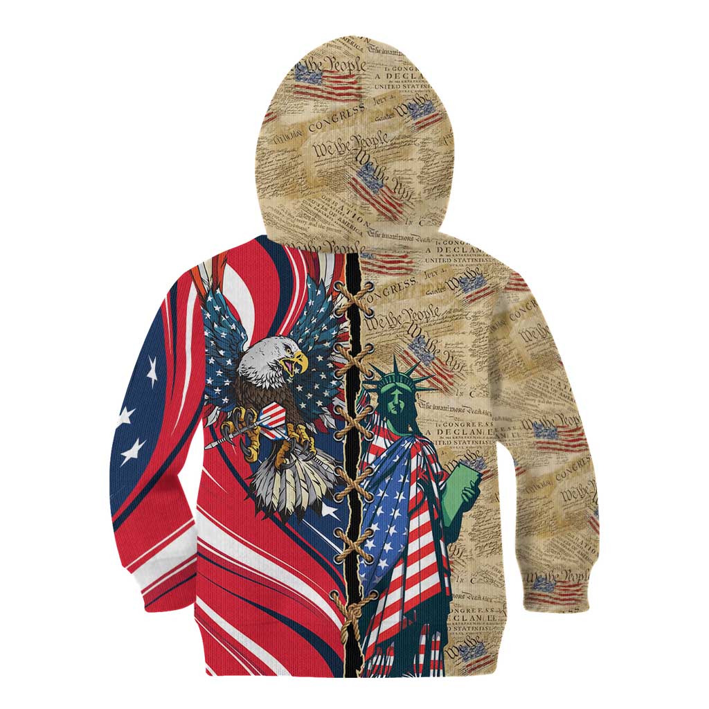 USA Eagle Statue of Liberty Kid Hoodie American Patriotic Spirit - Wonder Print Shop
