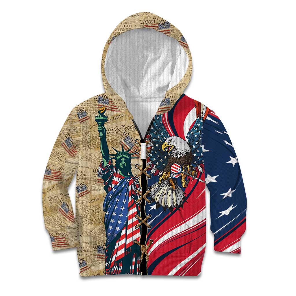 USA Eagle Statue of Liberty Kid Hoodie American Patriotic Spirit - Wonder Print Shop