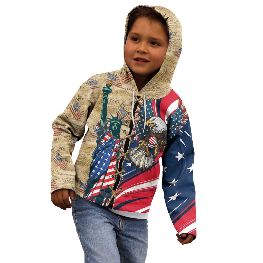 USA Eagle Statue of Liberty Kid Hoodie American Patriotic Spirit - Wonder Print Shop