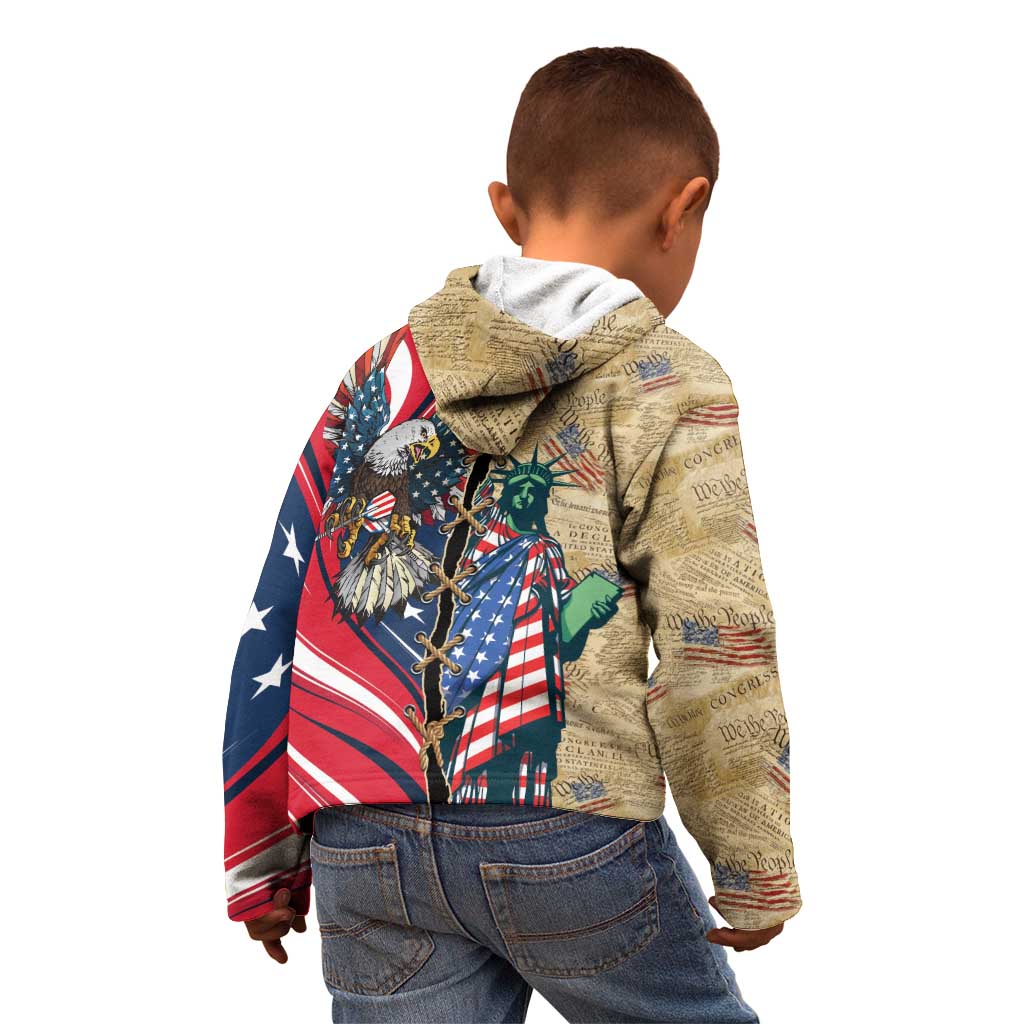 USA Eagle Statue of Liberty Kid Hoodie American Patriotic Spirit - Wonder Print Shop