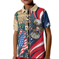 USA Eagle Statue of Liberty Kid Polo Shirt American Patriotic Spirit - Wonder Print Shop
