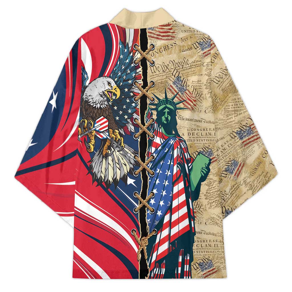 USA Eagle Statue of Liberty Kimono American Patriotic Spirit - Wonder Print Shop