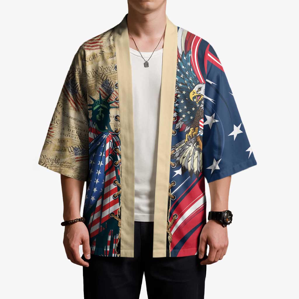 USA Eagle Statue of Liberty Kimono American Patriotic Spirit - Wonder Print Shop
