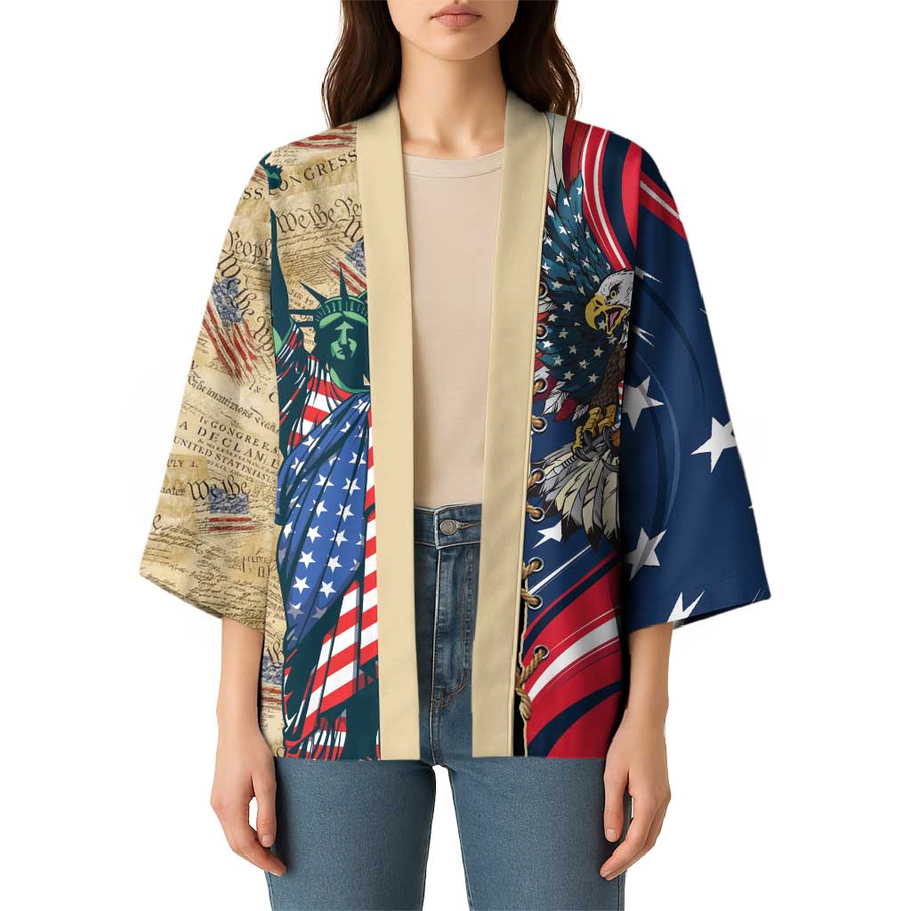 USA Eagle Statue of Liberty Kimono American Patriotic Spirit - Wonder Print Shop