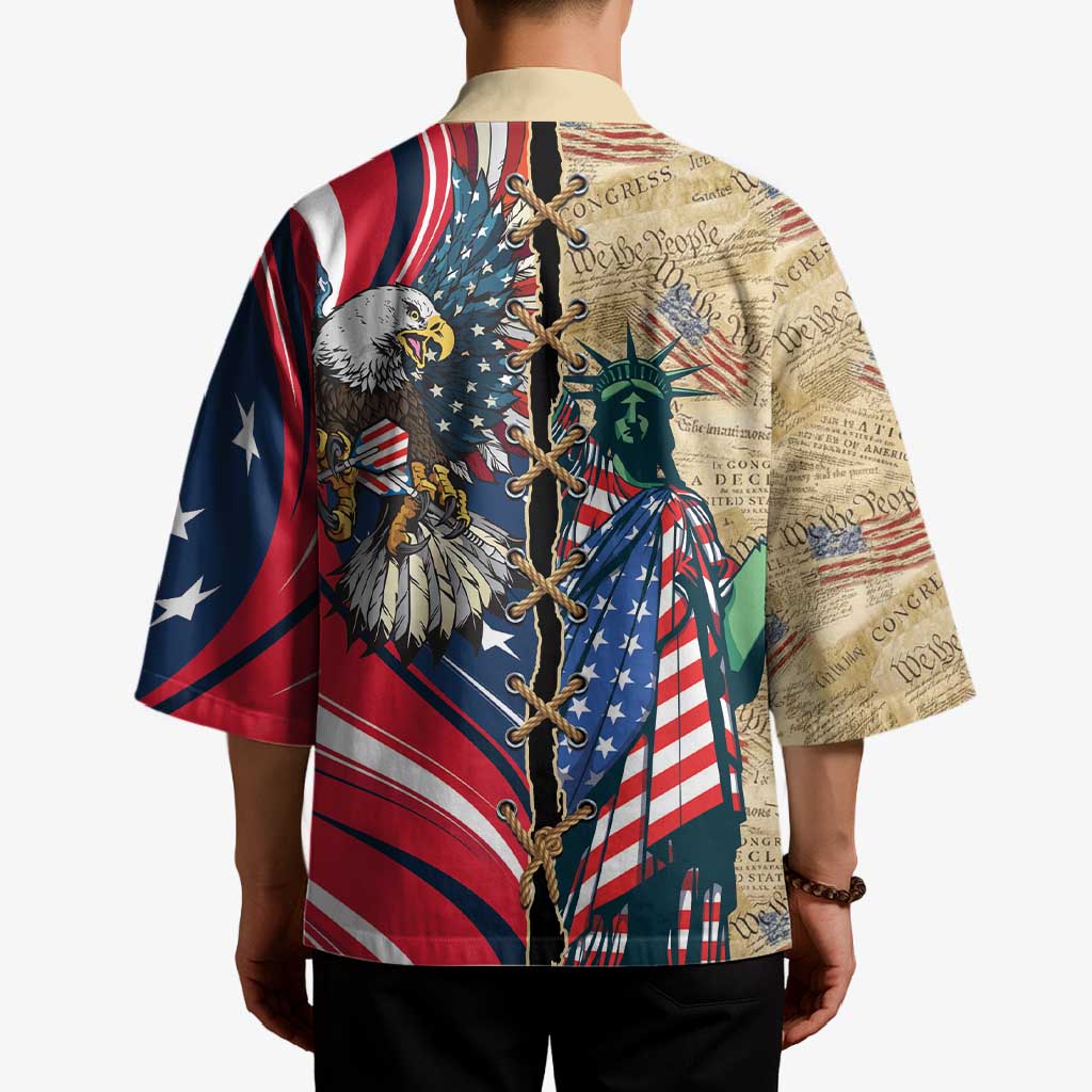 USA Eagle Statue of Liberty Kimono American Patriotic Spirit - Wonder Print Shop