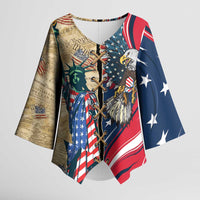 USA Eagle Statue of Liberty Kimono Sleeve Blouse American Patriotic Spirit - Wonder Print Shop