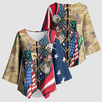 USA Eagle Statue of Liberty Kimono Sleeve Blouse American Patriotic Spirit - Wonder Print Shop