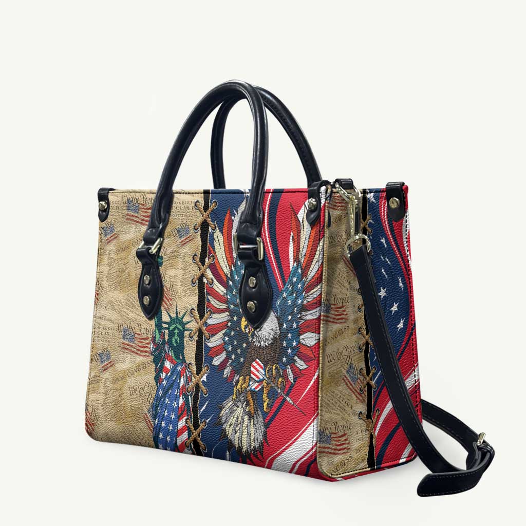 USA Eagle Statue of Liberty Leather Bag American Patriotic Spirit - Wonder Print Shop