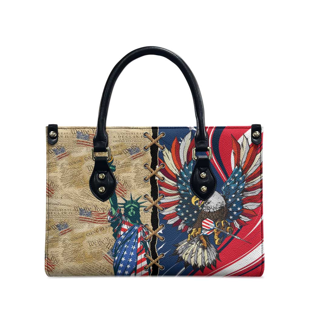 USA Eagle Statue of Liberty Leather Bag American Patriotic Spirit - Wonder Print Shop