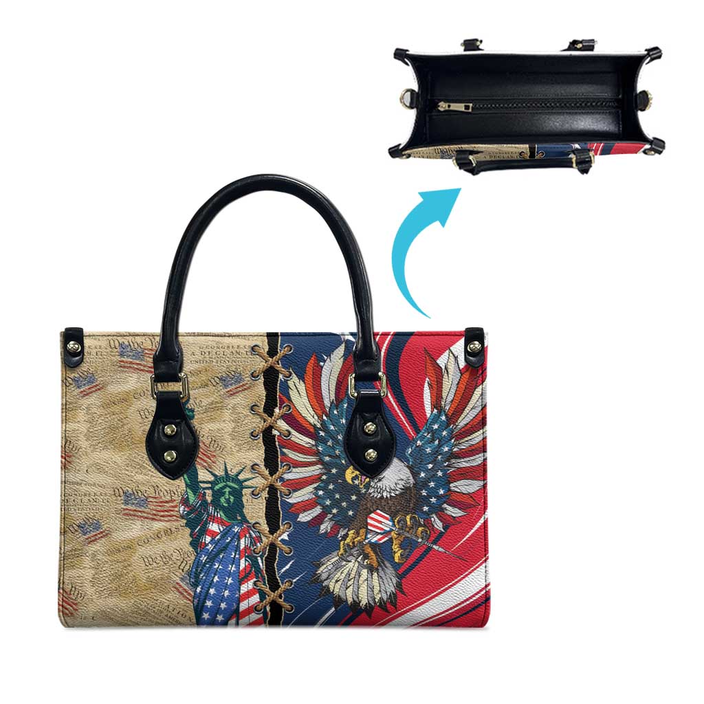 USA Eagle Statue of Liberty Leather Bag American Patriotic Spirit - Wonder Print Shop