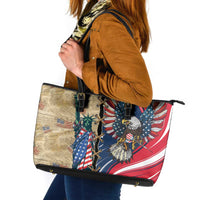 USA Eagle Statue of Liberty Leather Tote Bag American Patriotic Spirit - Wonder Print Shop