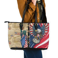 USA Eagle Statue of Liberty Leather Tote Bag American Patriotic Spirit - Wonder Print Shop