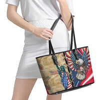 USA Eagle Statue of Liberty Leather Tote Bag American Patriotic Spirit - Wonder Print Shop