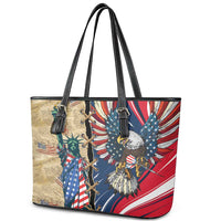 USA Eagle Statue of Liberty Leather Tote Bag American Patriotic Spirit - Wonder Print Shop