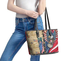 USA Eagle Statue of Liberty Leather Tote Bag American Patriotic Spirit - Wonder Print Shop