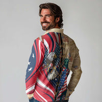 USA Eagle Statue of Liberty Long Sleeve Polo Shirt American Patriotic Spirit - Wonder Print Shop