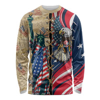 USA Eagle Statue of Liberty Long Sleeve Shirt American Patriotic Spirit - Wonder Print Shop