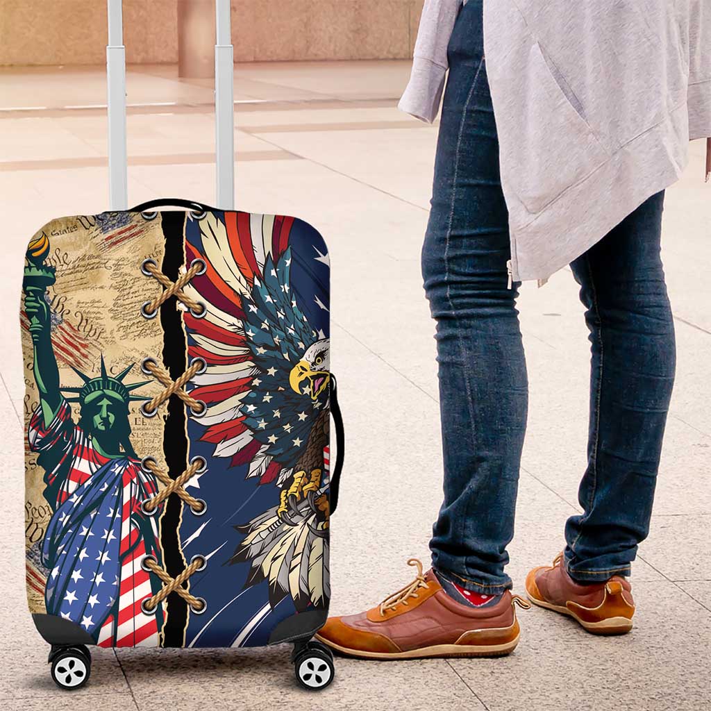 USA Eagle Statue of Liberty Luggage Cover American Patriotic Spirit - Wonder Print Shop