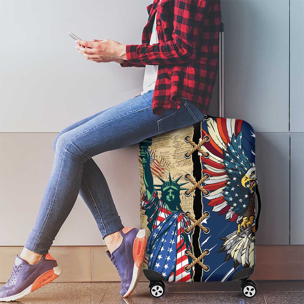 USA Eagle Statue of Liberty Luggage Cover American Patriotic Spirit - Wonder Print Shop