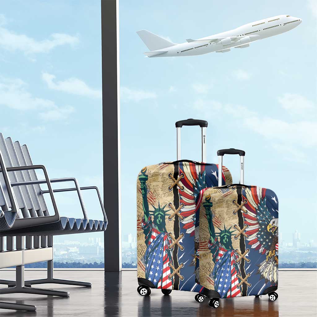 USA Eagle Statue of Liberty Luggage Cover American Patriotic Spirit - Wonder Print Shop