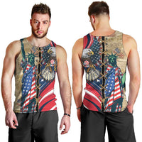 USA Eagle Statue of Liberty Men Tank Top American Patriotic Spirit - Wonder Print Shop