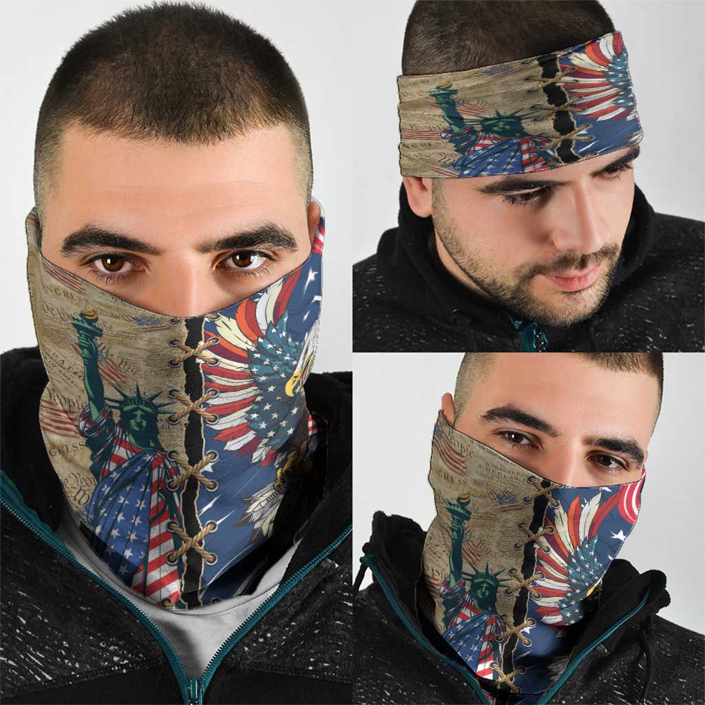 USA Eagle Statue of Liberty Neck Gaiter American Patriotic Spirit - Wonder Print Shop