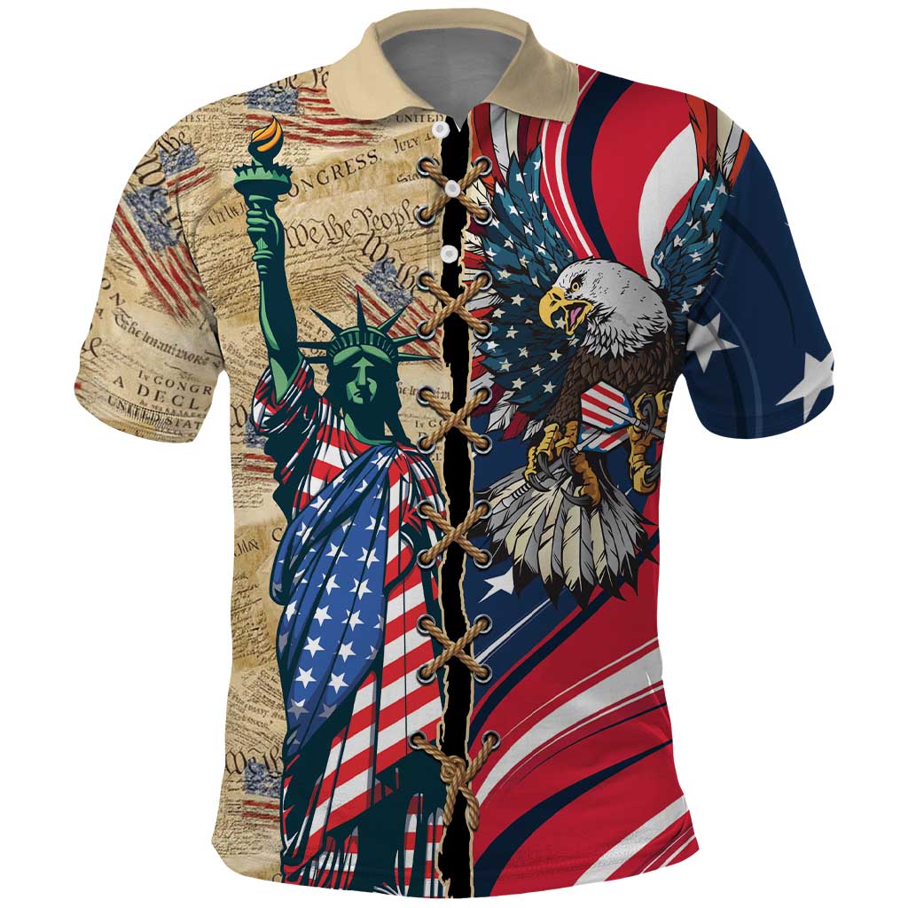 USA Eagle Statue of Liberty Polo Shirt American Patriotic Spirit - Wonder Print Shop