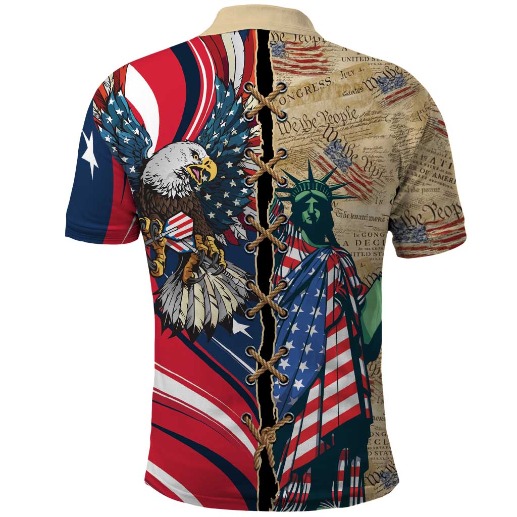 USA Eagle Statue of Liberty Polo Shirt American Patriotic Spirit - Wonder Print Shop