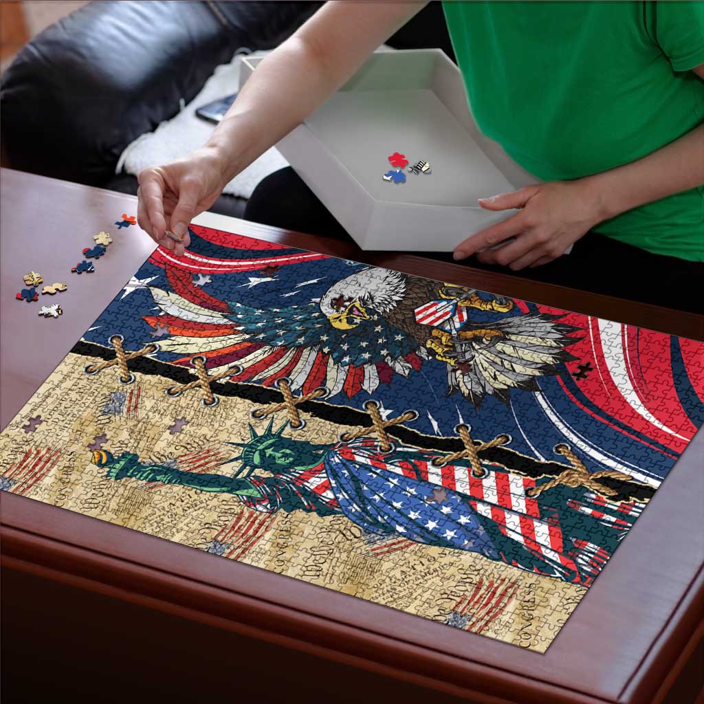 USA Eagle Statue of Liberty Puzzle American Patriotic Spirit - Wonder Print Shop