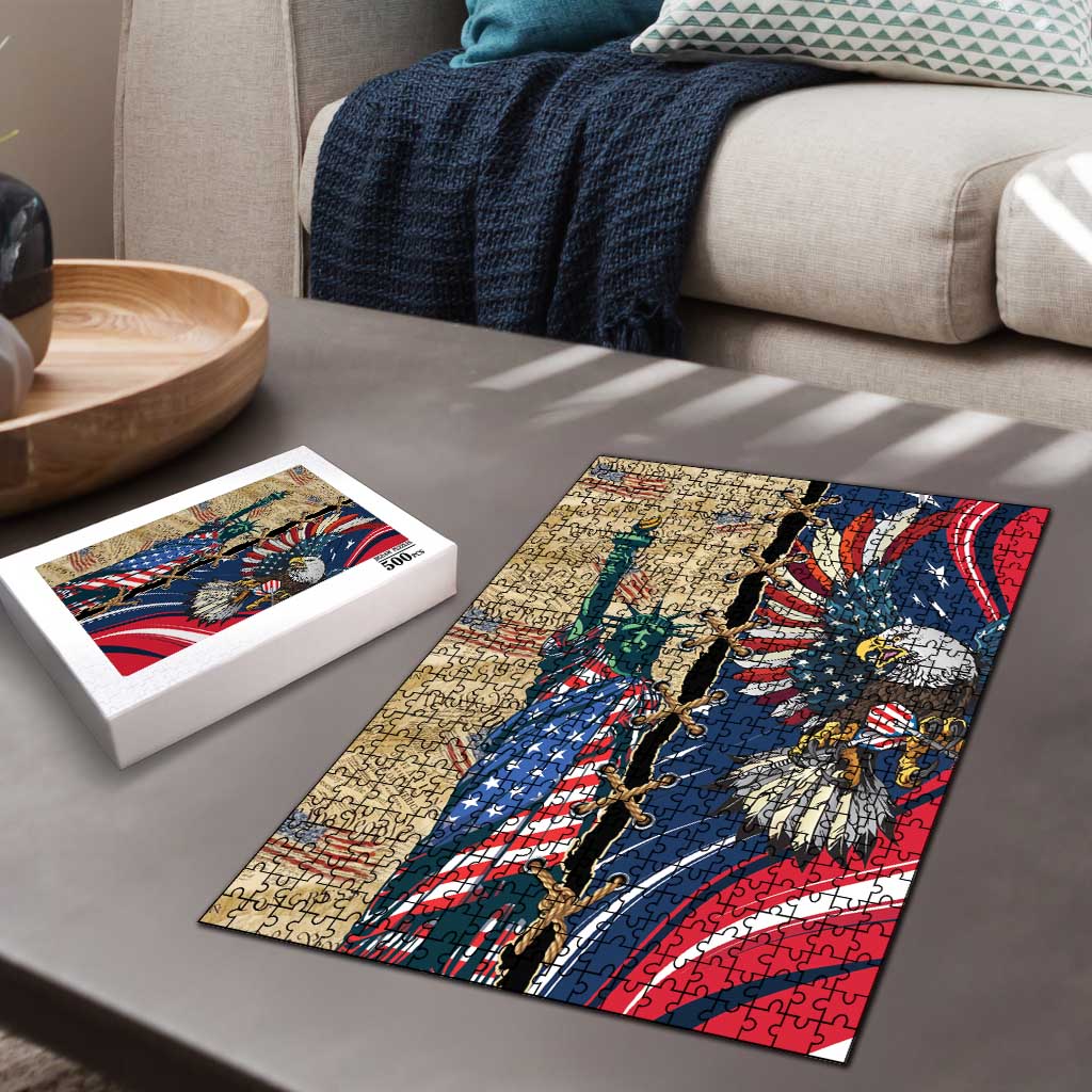 USA Eagle Statue of Liberty Puzzle American Patriotic Spirit - Wonder Print Shop