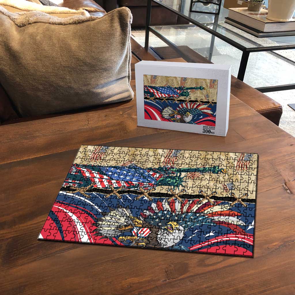 USA Eagle Statue of Liberty Puzzle American Patriotic Spirit - Wonder Print Shop