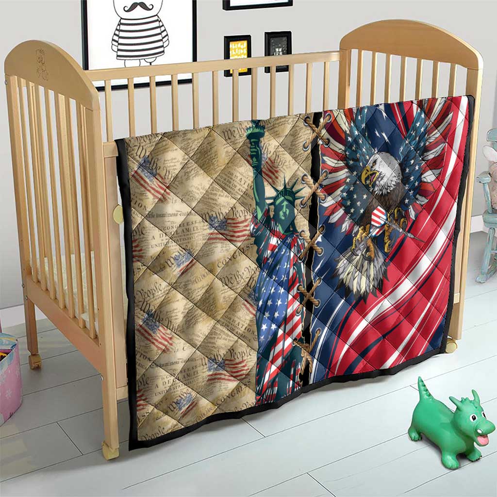 USA Eagle Statue of Liberty Quilt American Patriotic Spirit - Wonder Print Shop