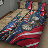 USA Eagle Statue of Liberty Quilt Bed Set American Patriotic Spirit - Wonder Print Shop