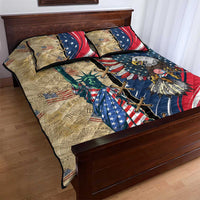 USA Eagle Statue of Liberty Quilt Bed Set American Patriotic Spirit - Wonder Print Shop