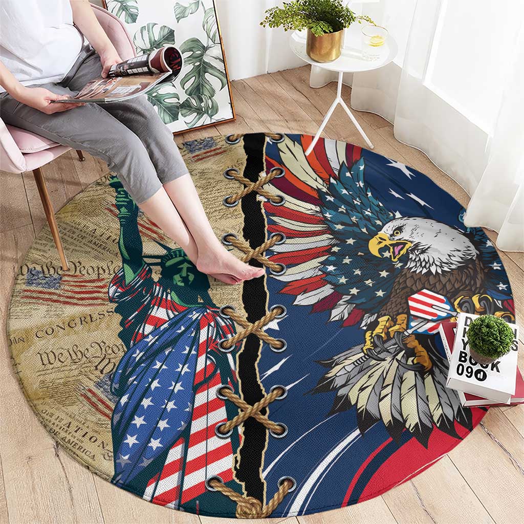 USA Eagle Statue of Liberty Round Carpet American Patriotic Spirit - Wonder Print Shop