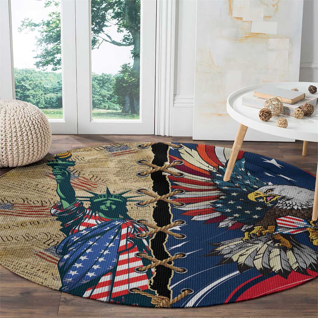 USA Eagle Statue of Liberty Round Carpet American Patriotic Spirit - Wonder Print Shop