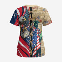 USA Eagle Statue of Liberty Scrub Top American Patriotic Spirit - Wonder Print Shop