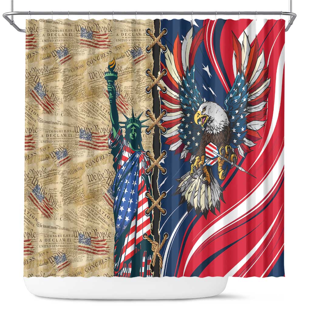 USA Eagle Statue of Liberty Shower Curtain American Patriotic Spirit - Wonder Print Shop