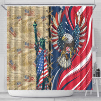USA Eagle Statue of Liberty Shower Curtain American Patriotic Spirit - Wonder Print Shop