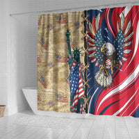 USA Eagle Statue of Liberty Shower Curtain American Patriotic Spirit - Wonder Print Shop