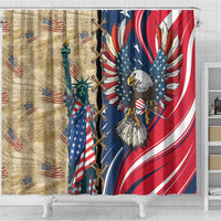 USA Eagle Statue of Liberty Shower Curtain American Patriotic Spirit - Wonder Print Shop