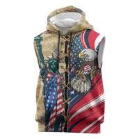USA Eagle Statue of Liberty Sleeveless Hoodie American Patriotic Spirit - Wonder Print Shop