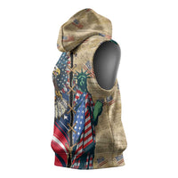 USA Eagle Statue of Liberty Sleeveless Hoodie American Patriotic Spirit - Wonder Print Shop
