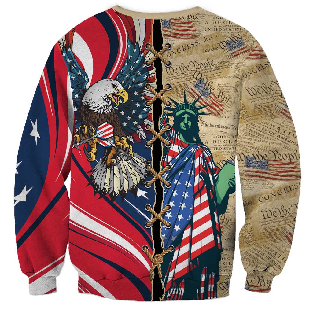 USA Eagle Statue of Liberty Sweatshirt American Patriotic Spirit - Wonder Print Shop