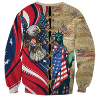 USA Eagle Statue of Liberty Sweatshirt American Patriotic Spirit - Wonder Print Shop